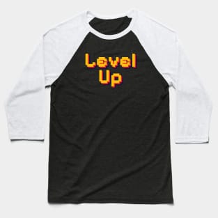 Level Up Pixel Art Typography Baseball T-Shirt